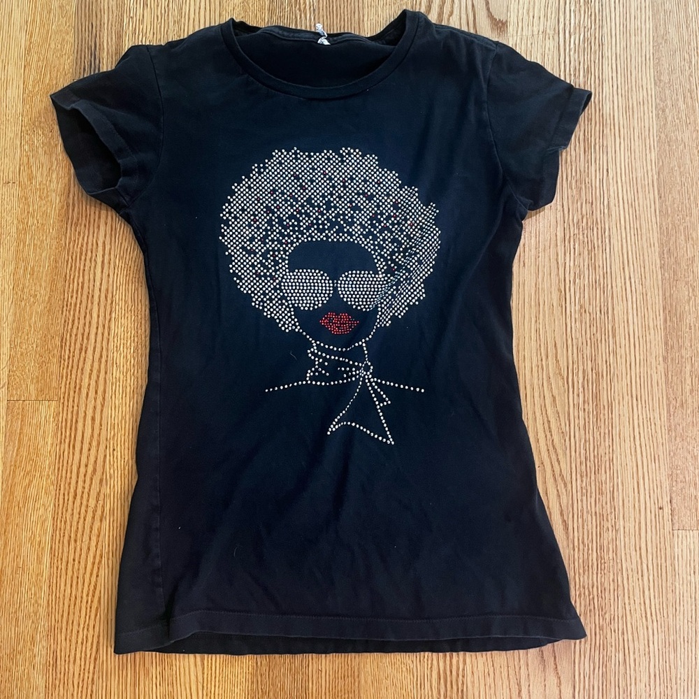 Y2K shirt with rhinestones size small